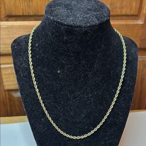 Gold Tone Rope Chain Necklace 18”